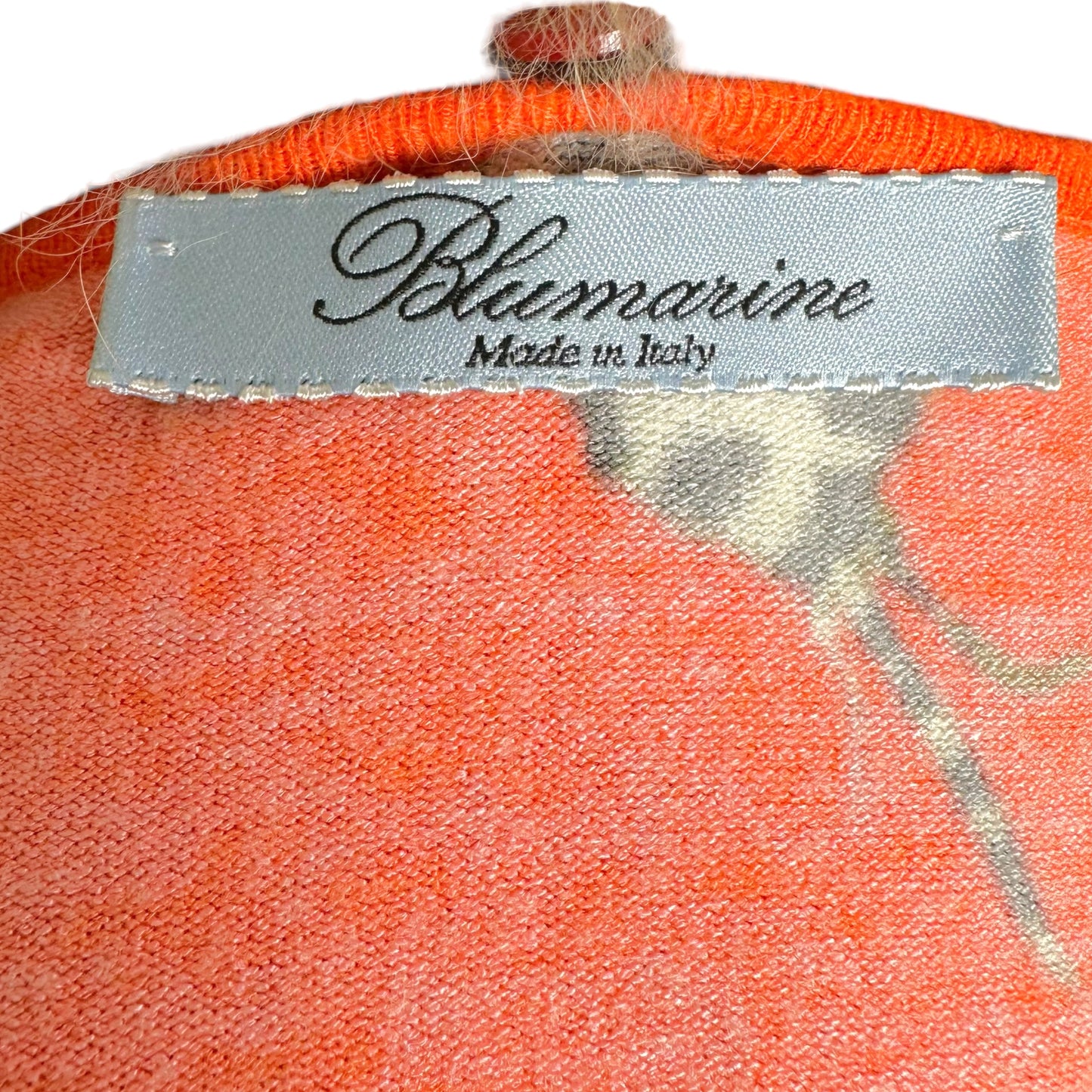 Blumarine Orange Leopard Print Cashmere Cardigan