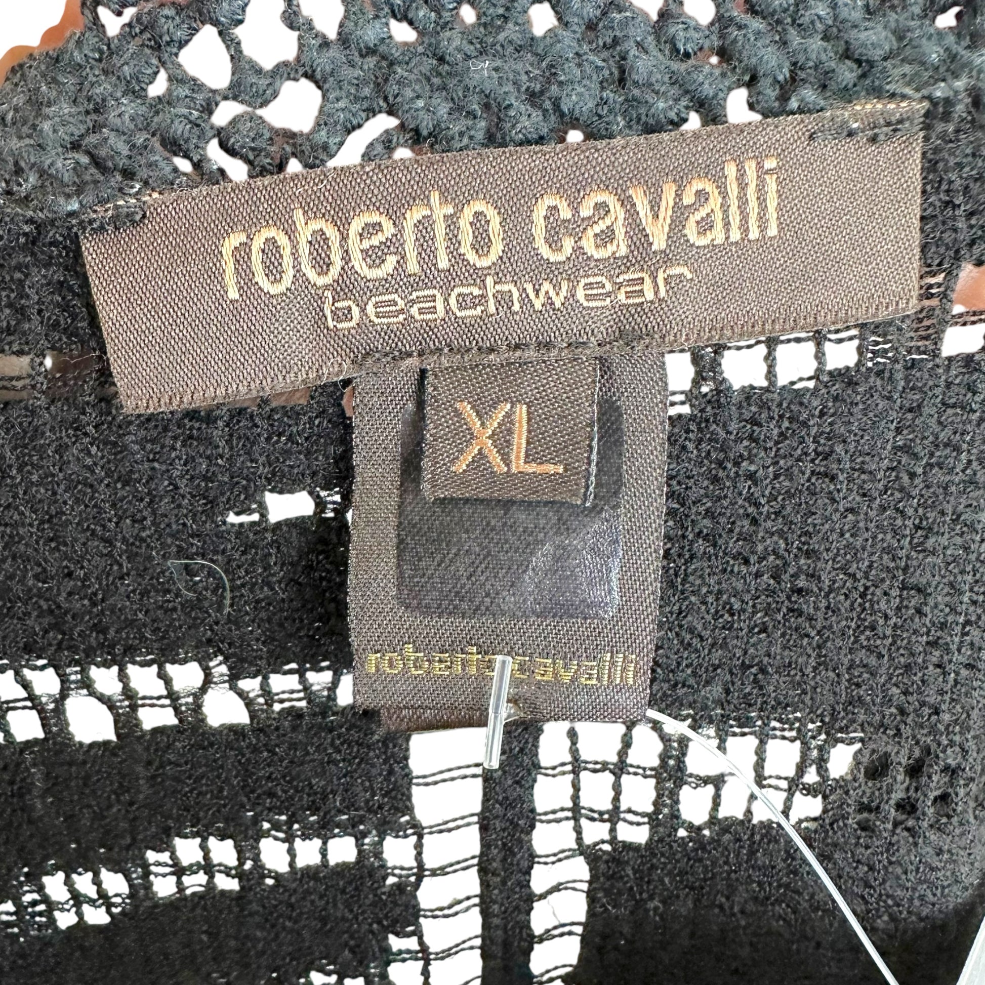 Roberto Cavalli Black Zebra Cashmere Knit Beach Cover-Up