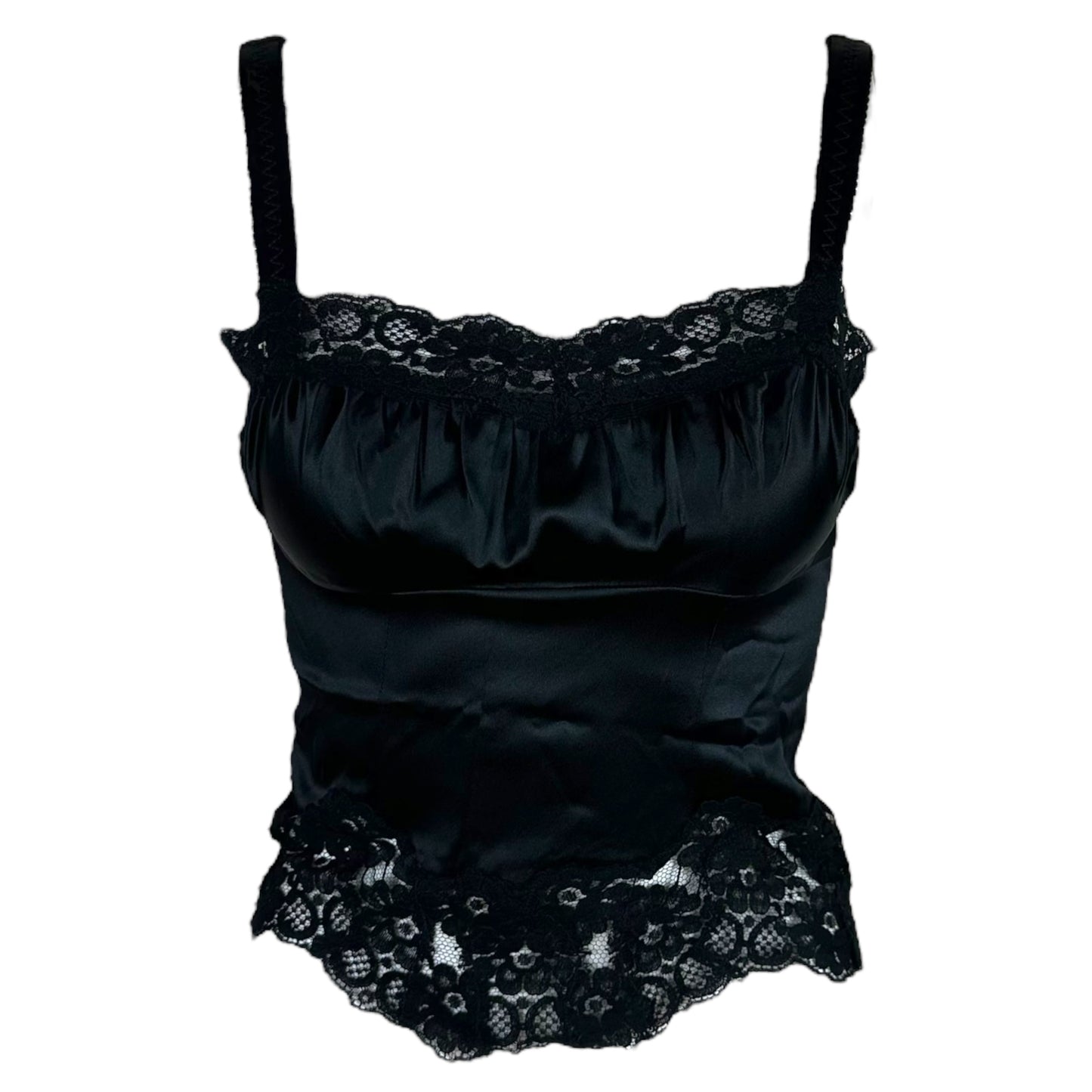 D&G Dolce & Gabbana Black Silk & Lace Cami