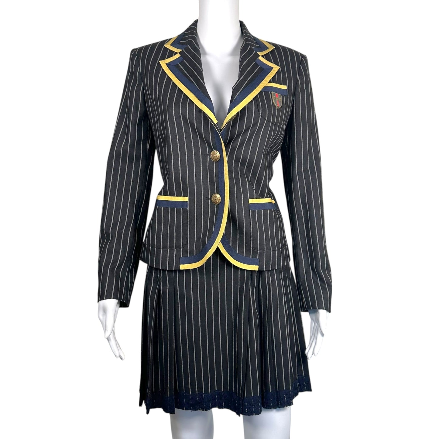 Galliano 'School Uniform' Black Pinstriped Blazer & Mini Skirt Set