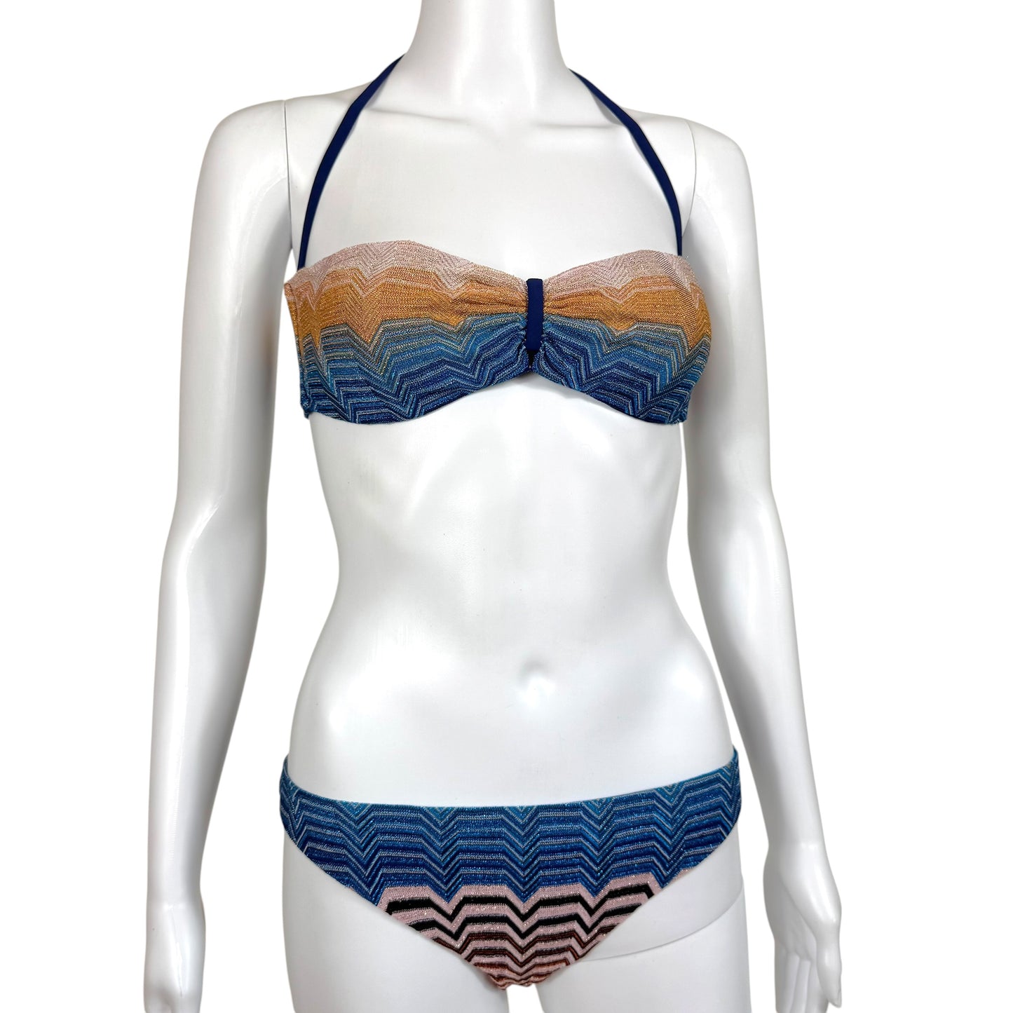 Missoni Mare Multicolor Metallic Chevron Strapless Bikini Set