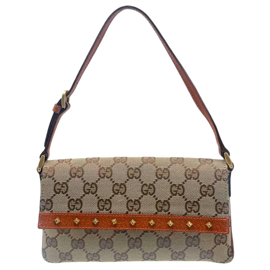 Gucci Pochette Bag Tan Monogram Leather with Studs