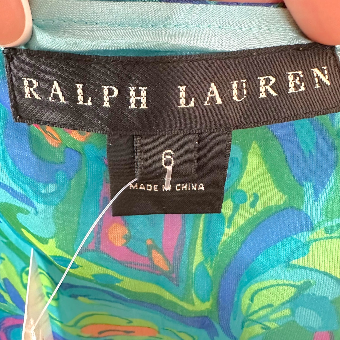 Ralph Lauren Black Label Turquoise Blue Paisley Print Silk Tiered Midi Skirt