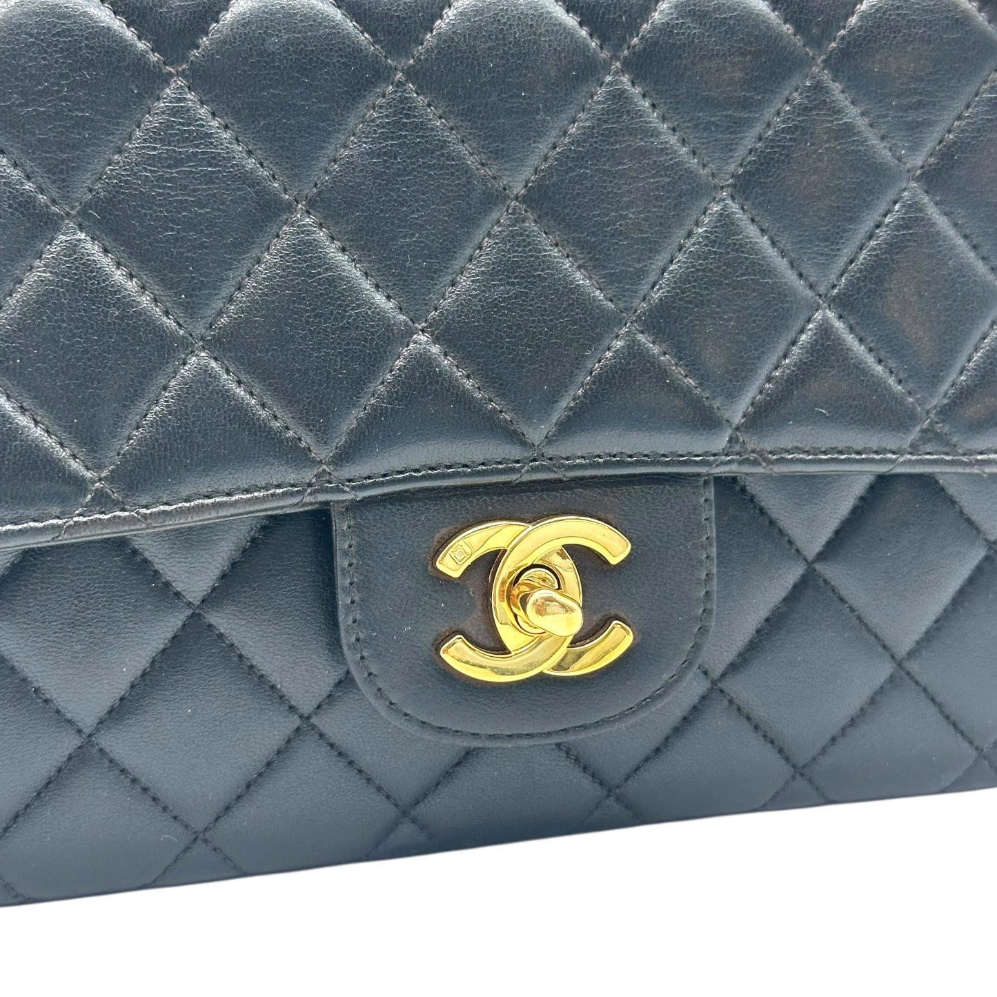 Chanel Black Lambskin Top Handle Flap Bag
