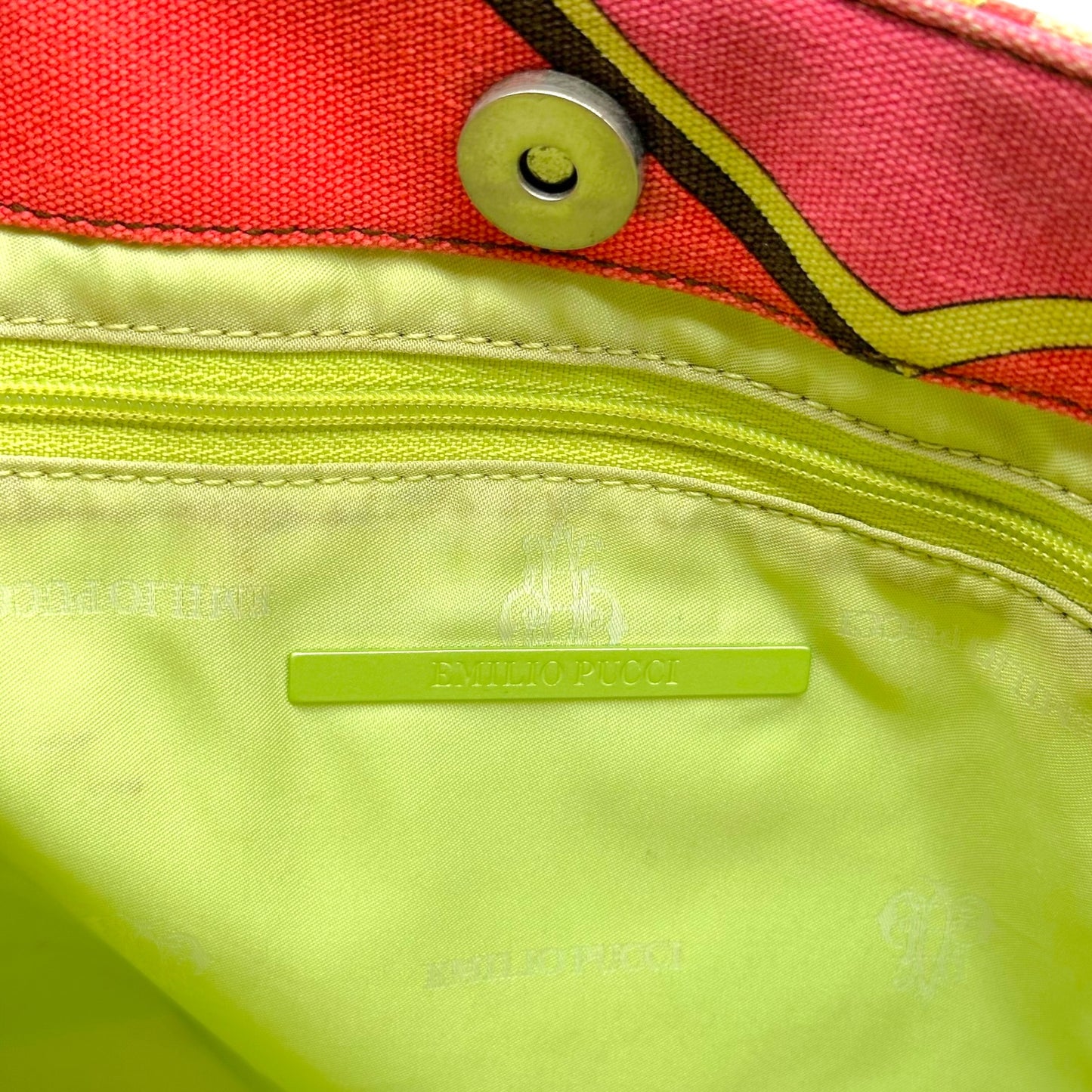 Emilio Pucci Large Canvas Tote Bag Pink Orange Brown