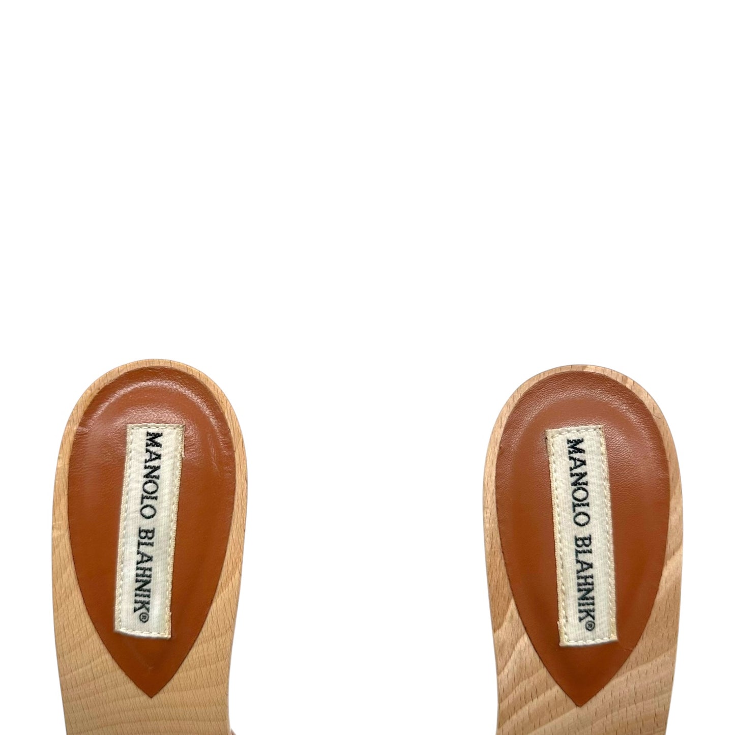 Manolo Blahnik Leopard Print Stingray Wooden Mule Heels
