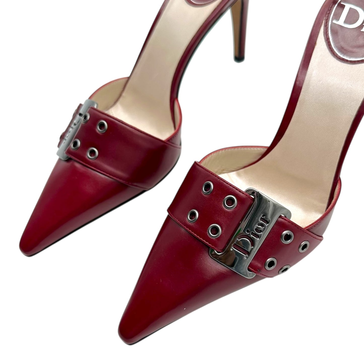 Christian Dior Burgundy Leather Street Chic Mule Heels NEW