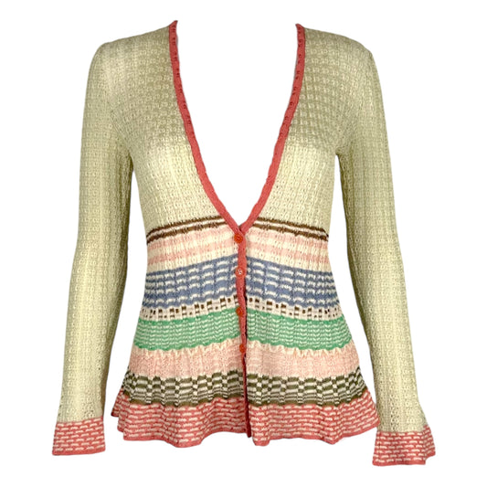 Missoni Multicolor Striped Flare Sleeve Knit Cardigan