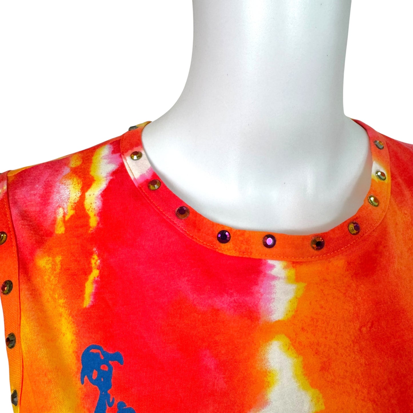 D&G Dolce & Gabbana Tie-Dye & Rhinestone Pirate Skull Graphic Tank NEW
