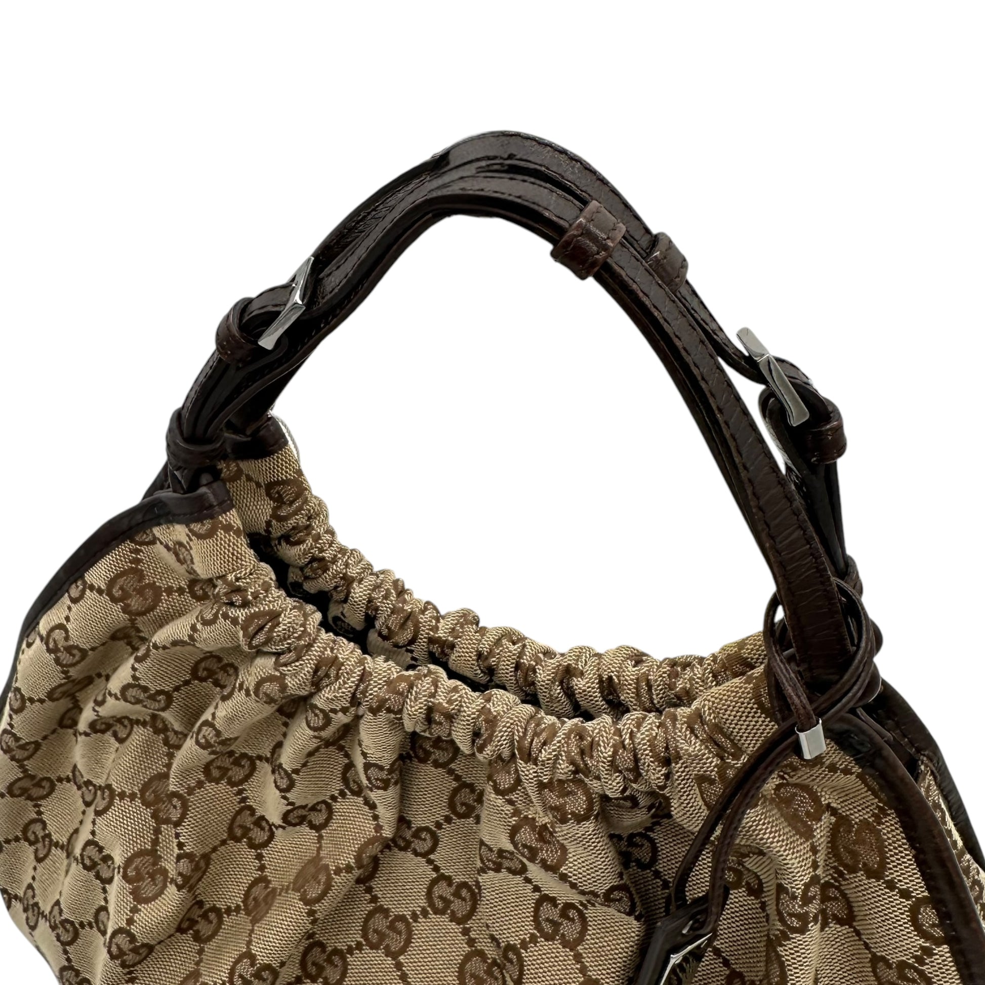 Gucci Brown Monogram Ruched Hobo Bag - Outfit Repeater