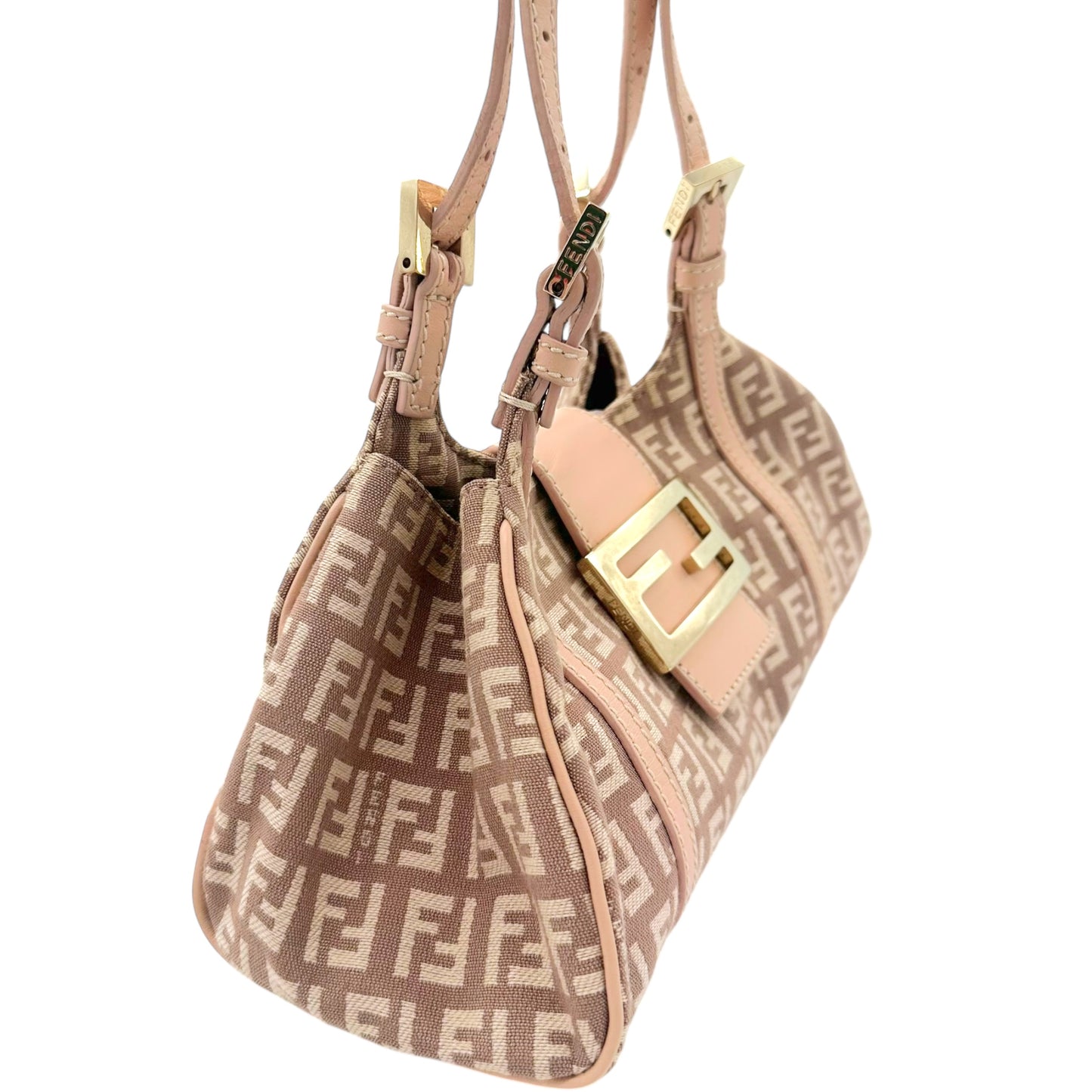 Fendi Pink Zucchino Monogram Mini Baguette Shoulder Bag - Outfit Repeater