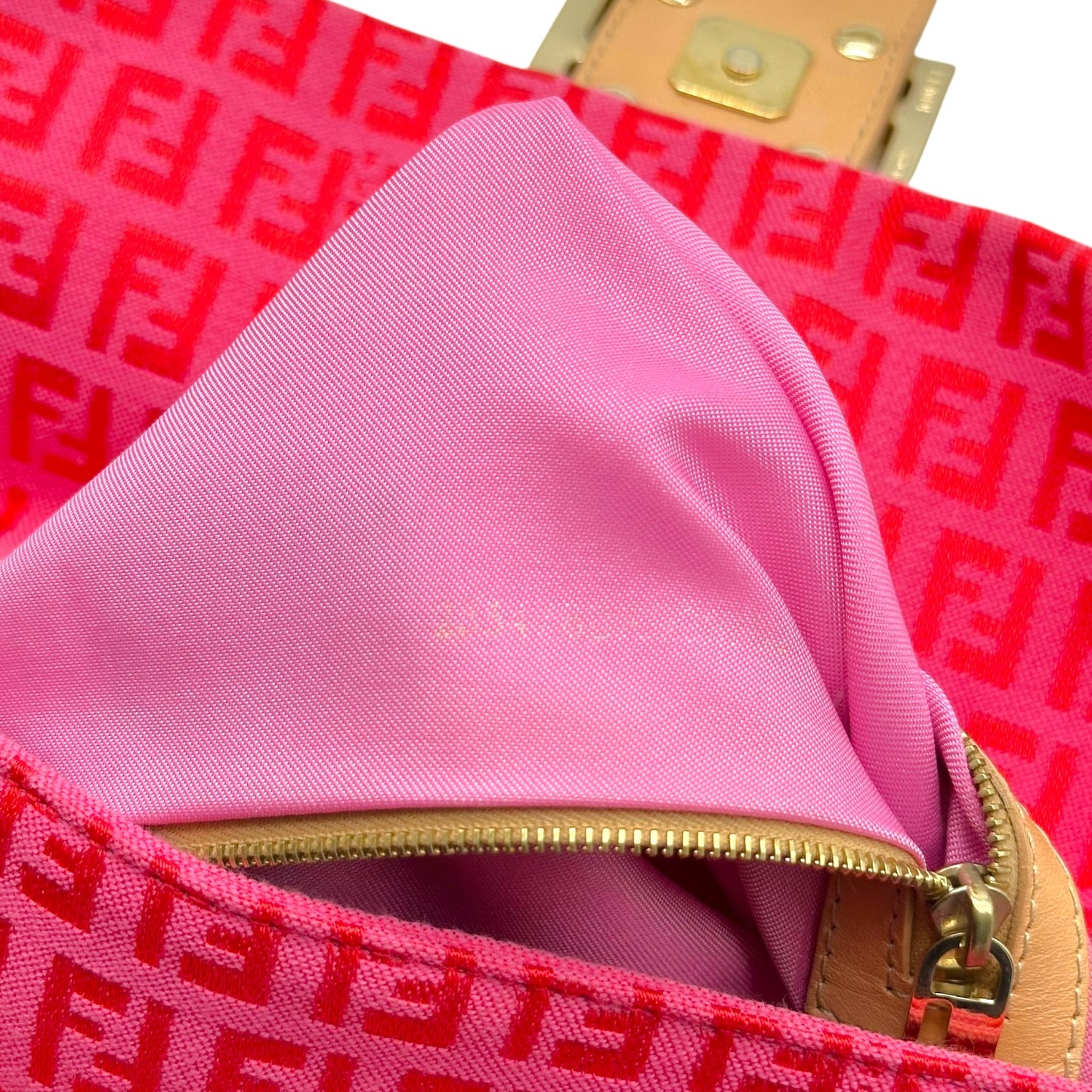 Fendi Baguette Bag Pink Red Zucchino Monogram