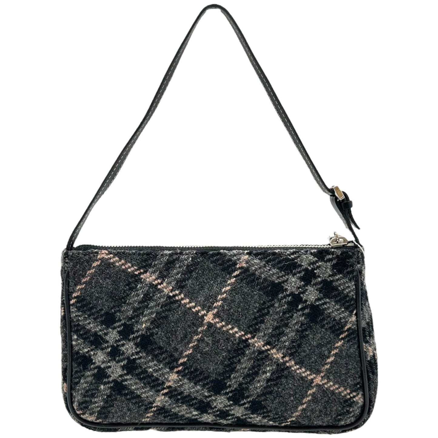 Burberry Gray & Pink Nova Check Plaid Wool Shoulder Pochette Bag - Outfit Repeater