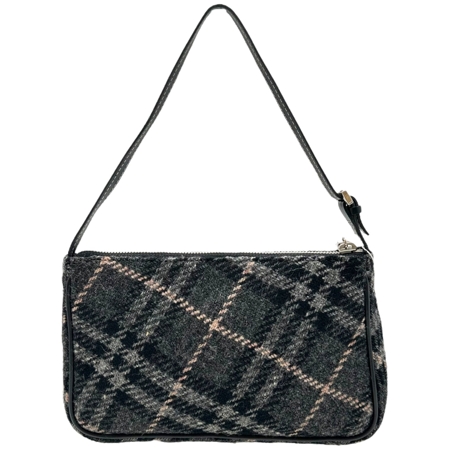 Burberry Gray & Pink Nova Check Plaid Wool Shoulder Pochette Bag - Outfit Repeater