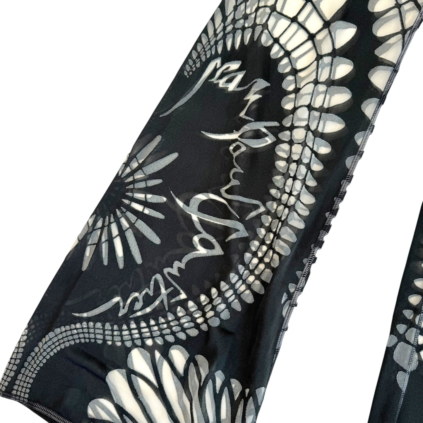Jean Paul Gaultier Black & Transparent Sheer Mesh Fold-Over Wide Leg Pants