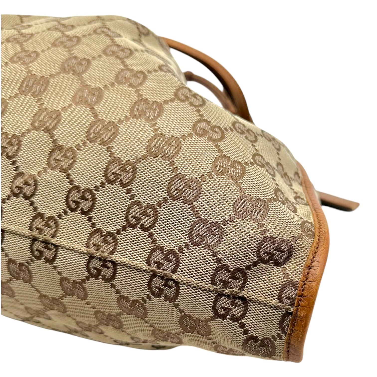 Gucci Tan Monogram Ruched Handbag