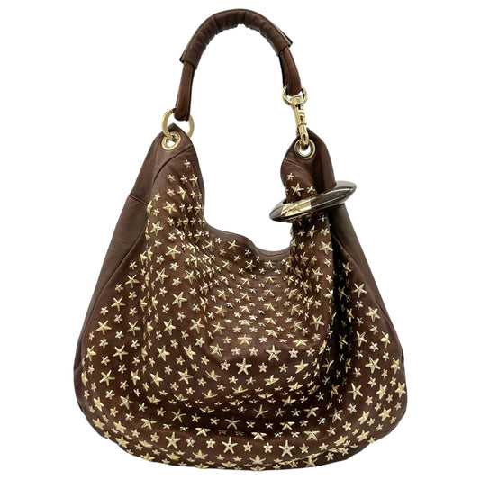 Jimmy Choo Brown Leather Star Studded Hobo Bag - Outfit Repeater