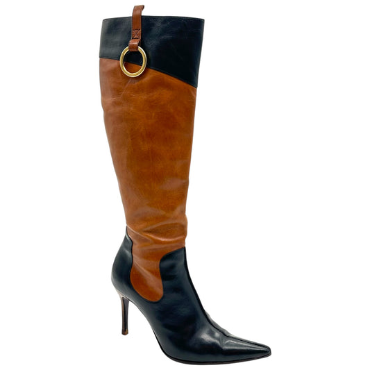Dolce & Gabbana Tan & Black Leather Heeled Boots