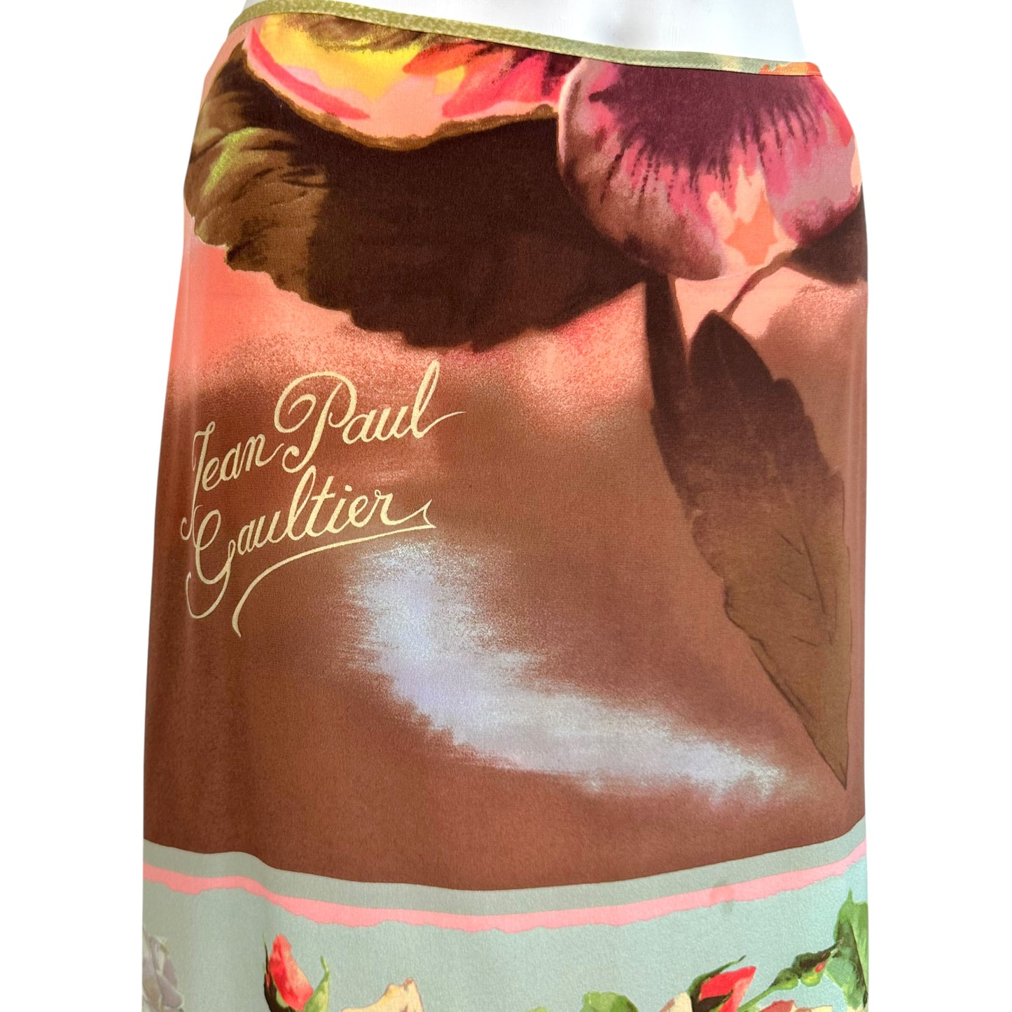 Jean Paul Gaultier S/S 2001 Multicolor Floral Silk Maxi Skirt
