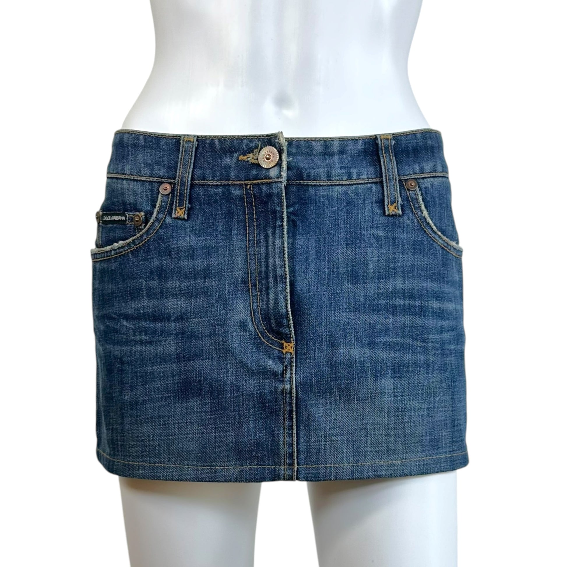 Dolce & Gabbana Mini Denim Skirt Blue Wash Italia Patch