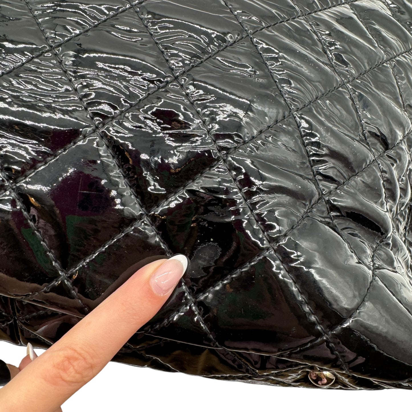 Chanel Black Patent Matelasse Quilted Leather Chain Strap Tote Bag 2009-10 - Outfit Repeater