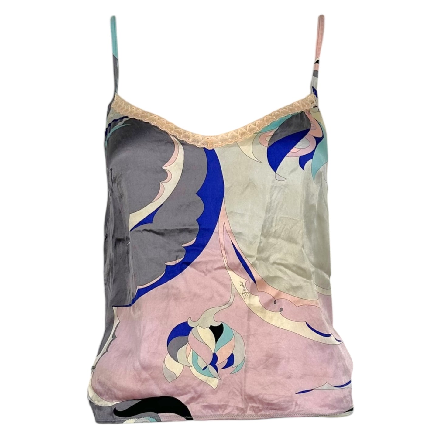 Emilio Pucci Pink & Blue Printed Silk Cami