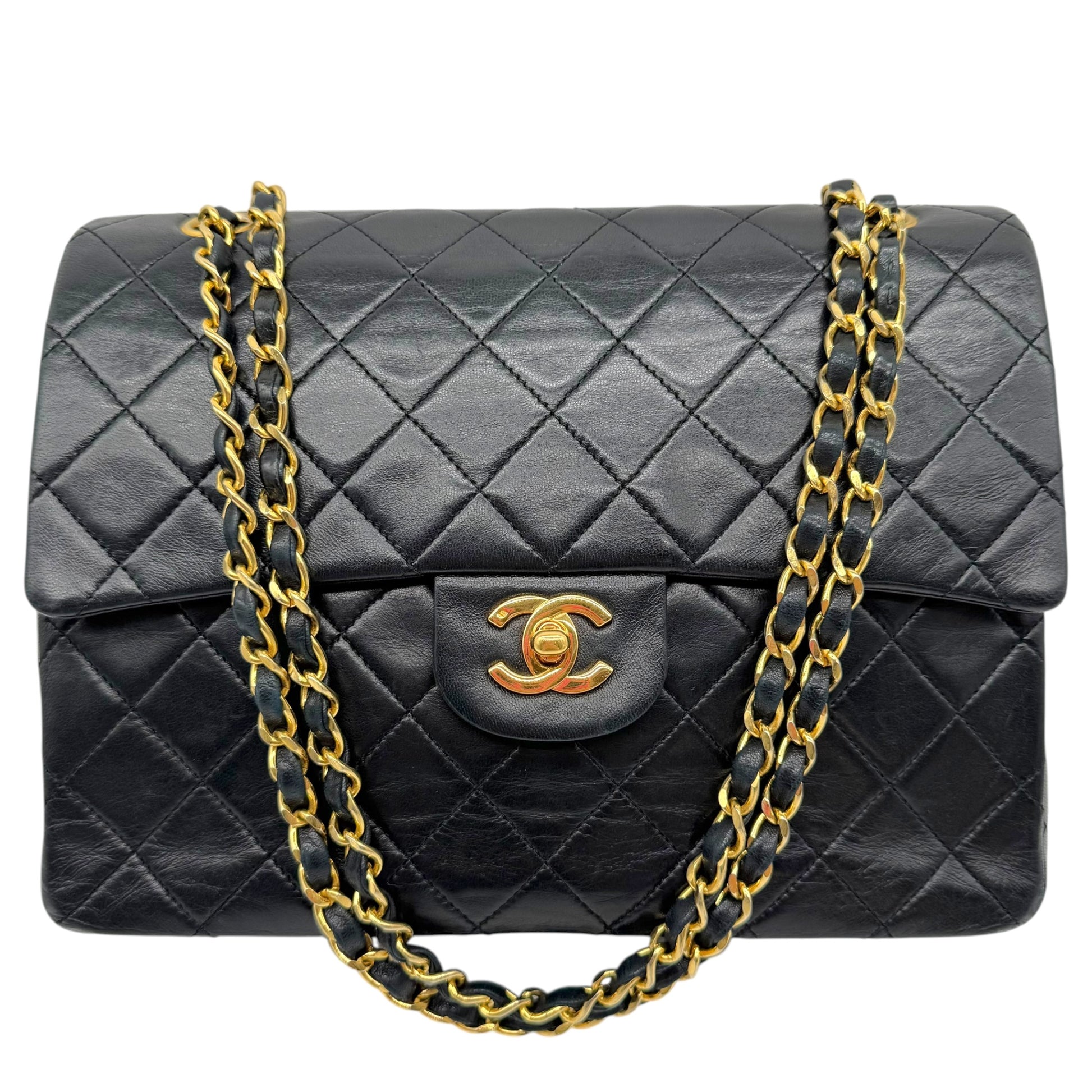 Chanel Black Lambskin Medium Square Double Flap Bag