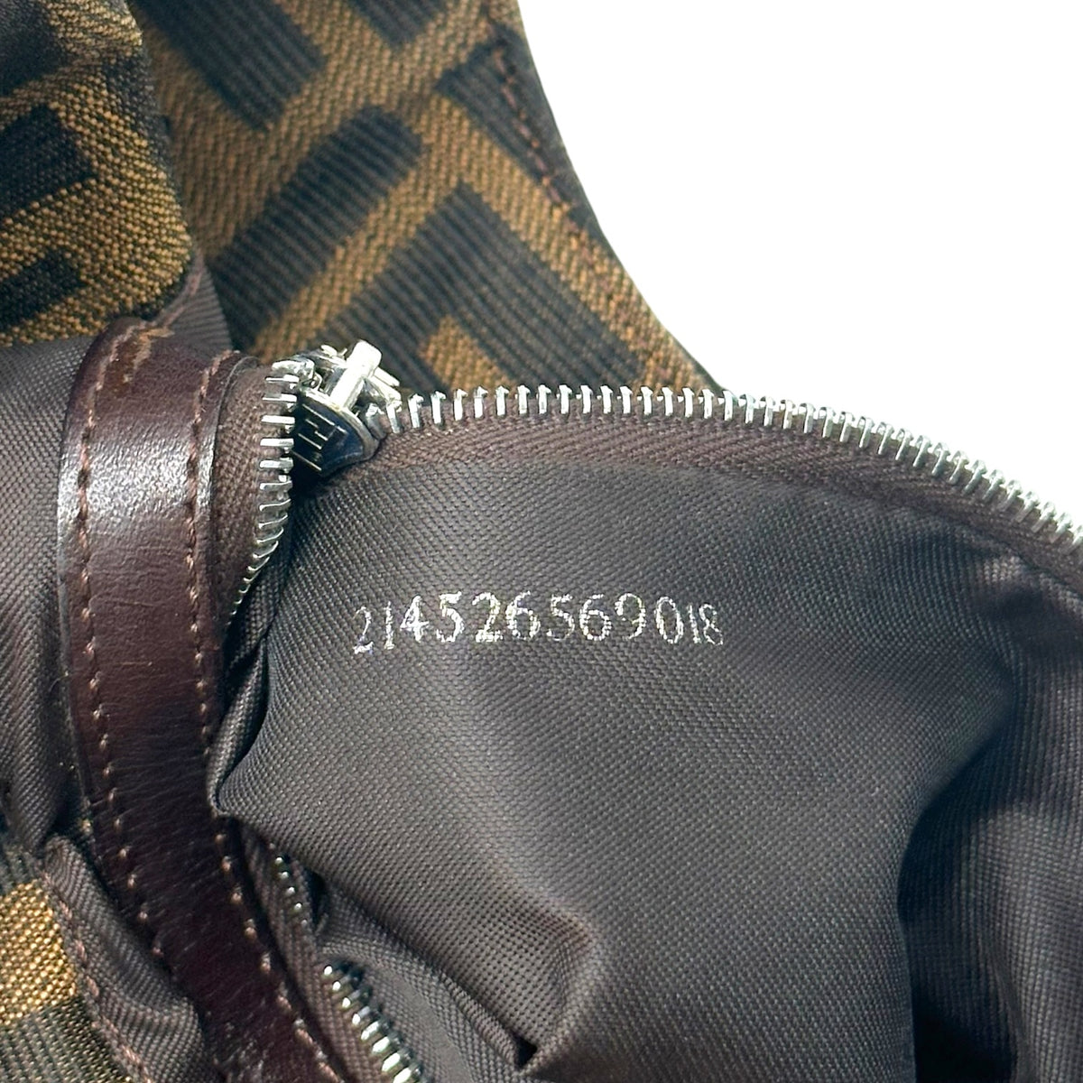 Fendi Brown Zucca Monogram Shoulder Baguette Bag