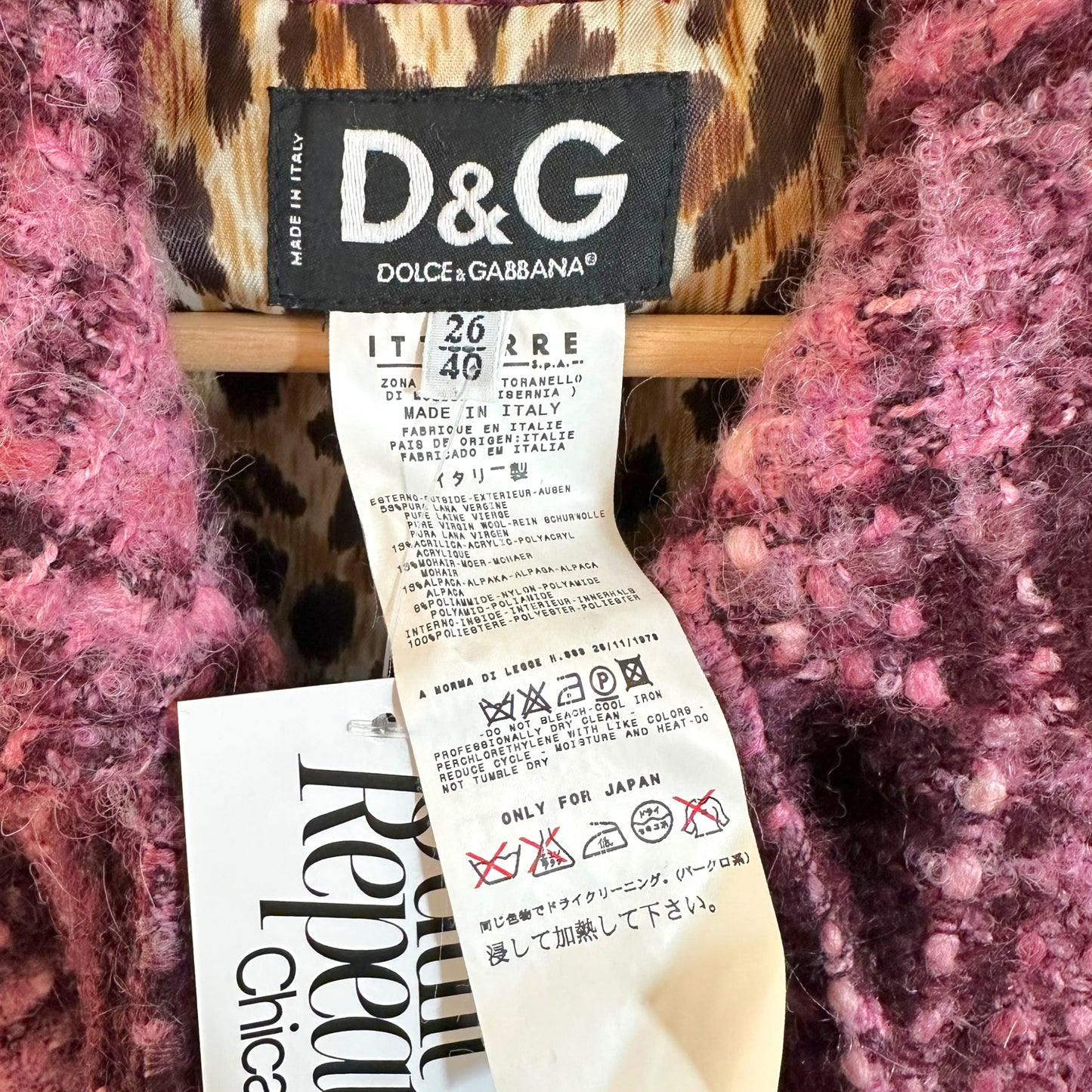 D&G Dolce & Gabbana Pink & Purple Tweed Trench Coat