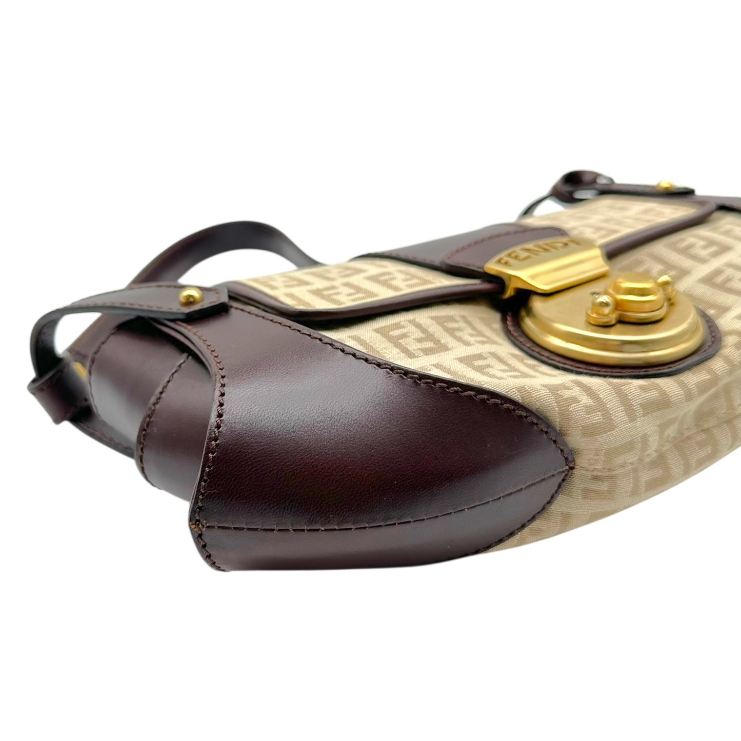 Fendi Brown & Beige Zucchino Monogram Compilation Shoulder Bag