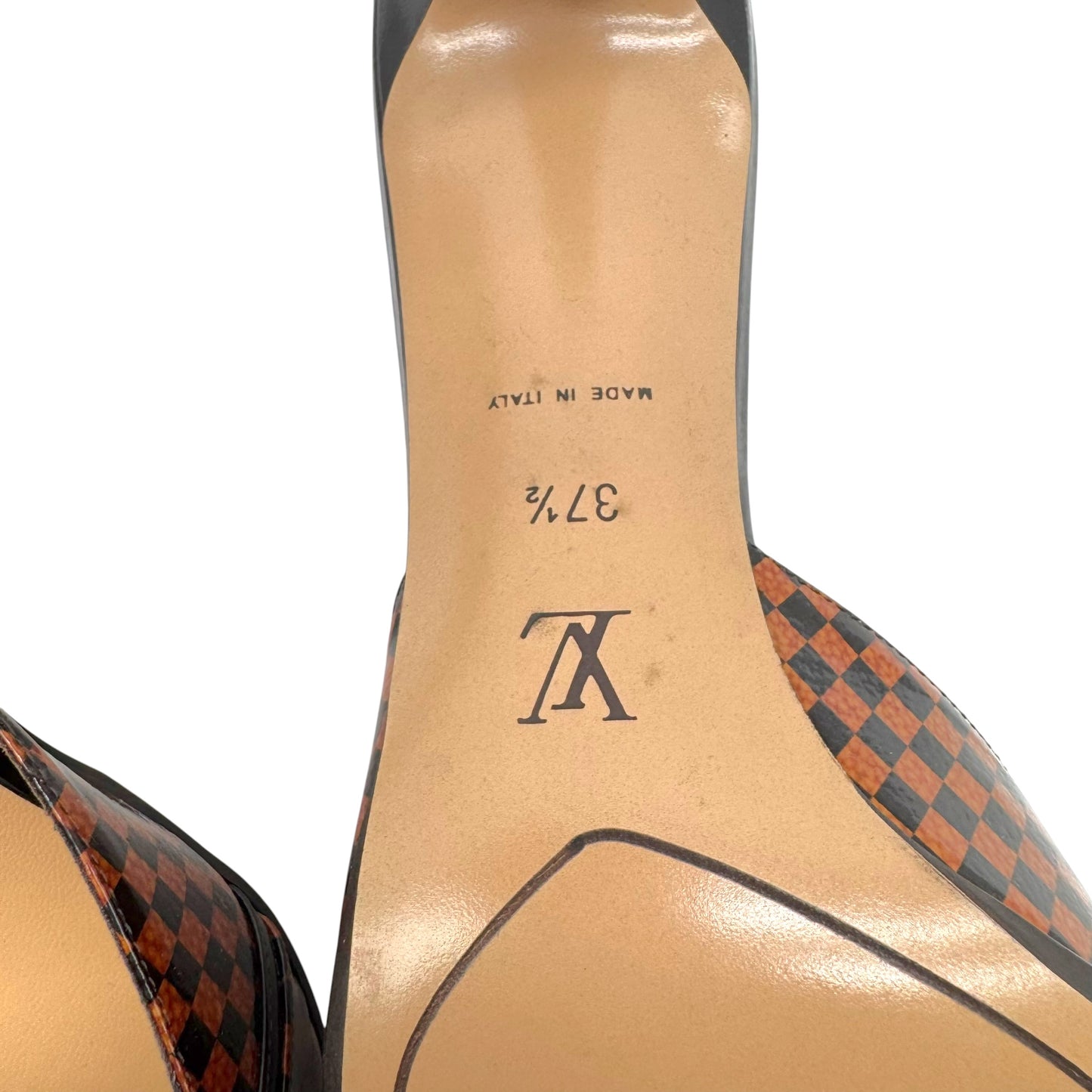 Louis Vuitton Damier Ebene Kitten Heel Mule Sandals