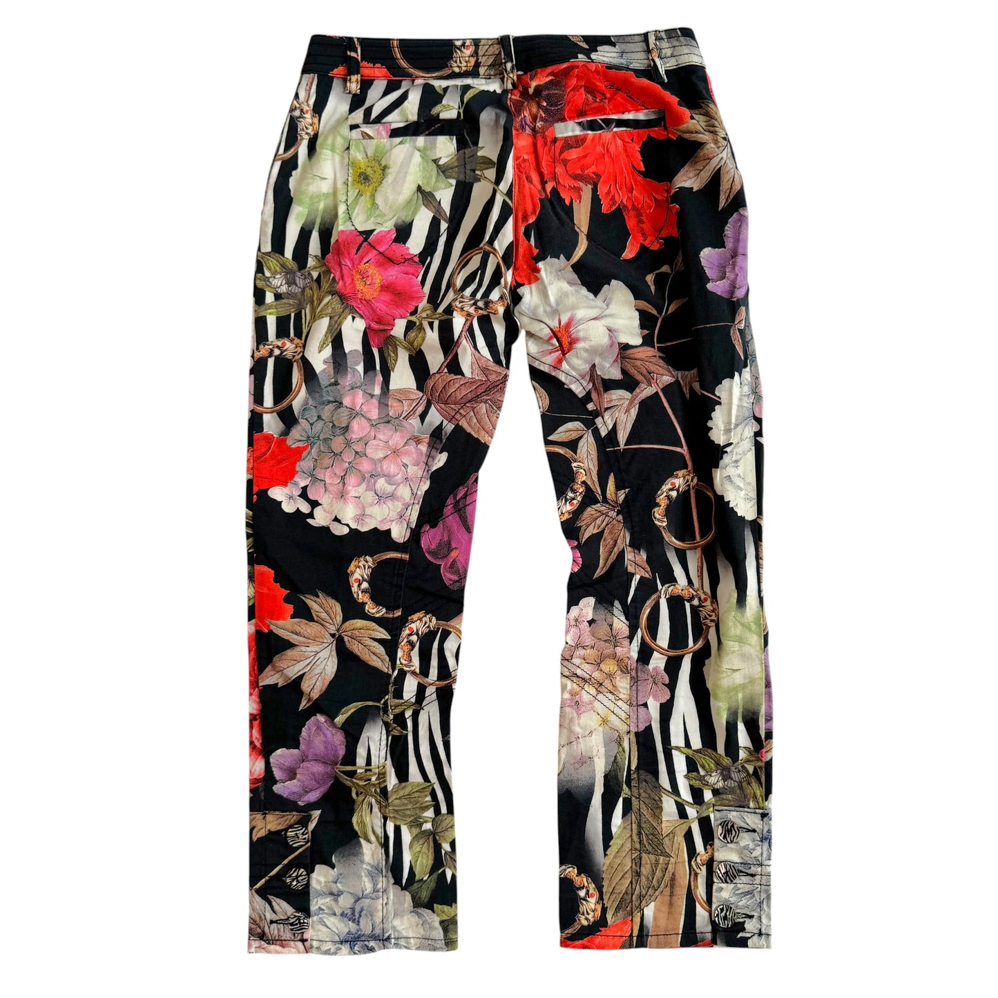 Roberto Cavalli Class Floral Zebra Print Capri Pants