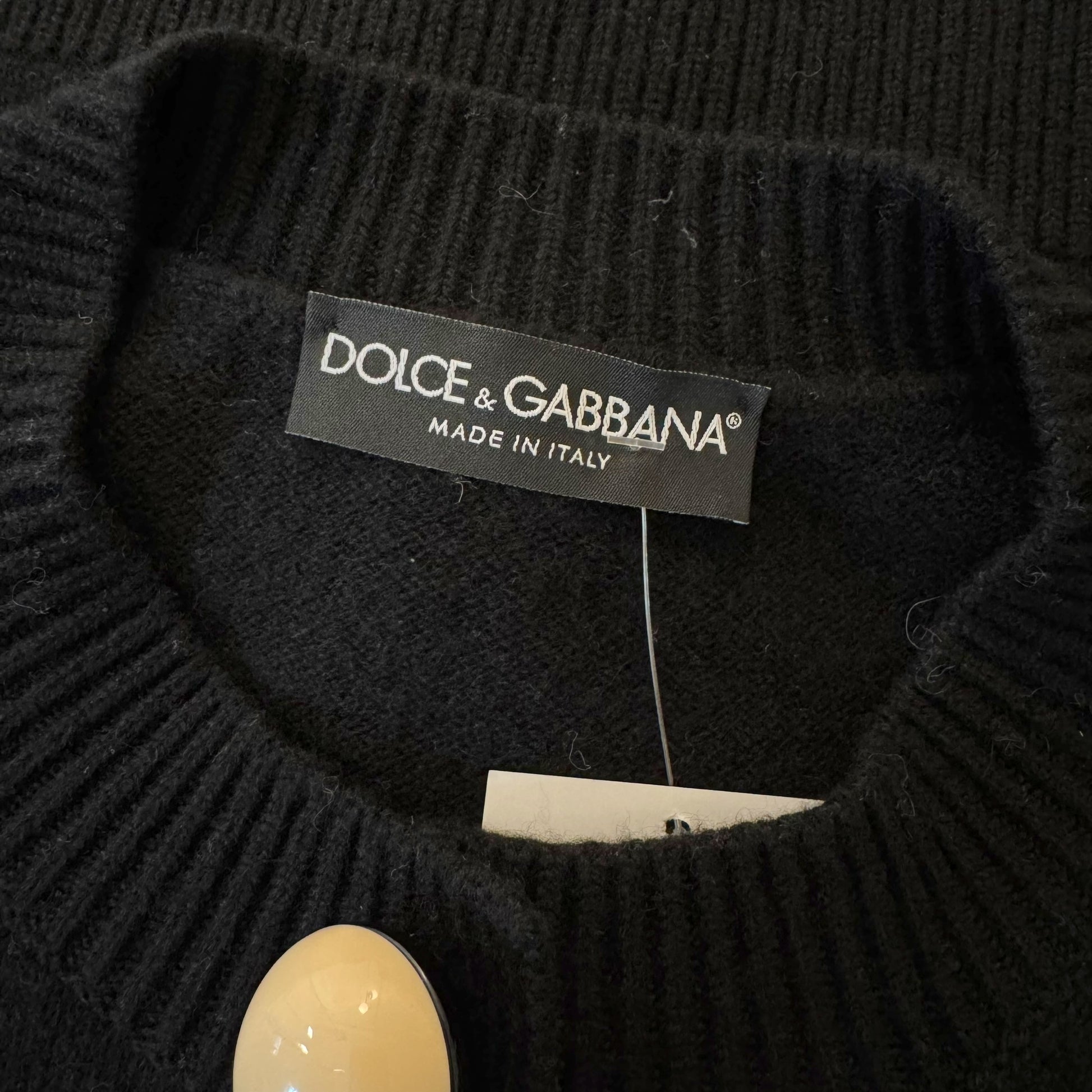 Dolce & Gabbana Black Cashmere Cardigan w/ Mismatched Buttons - Outfit Repeater