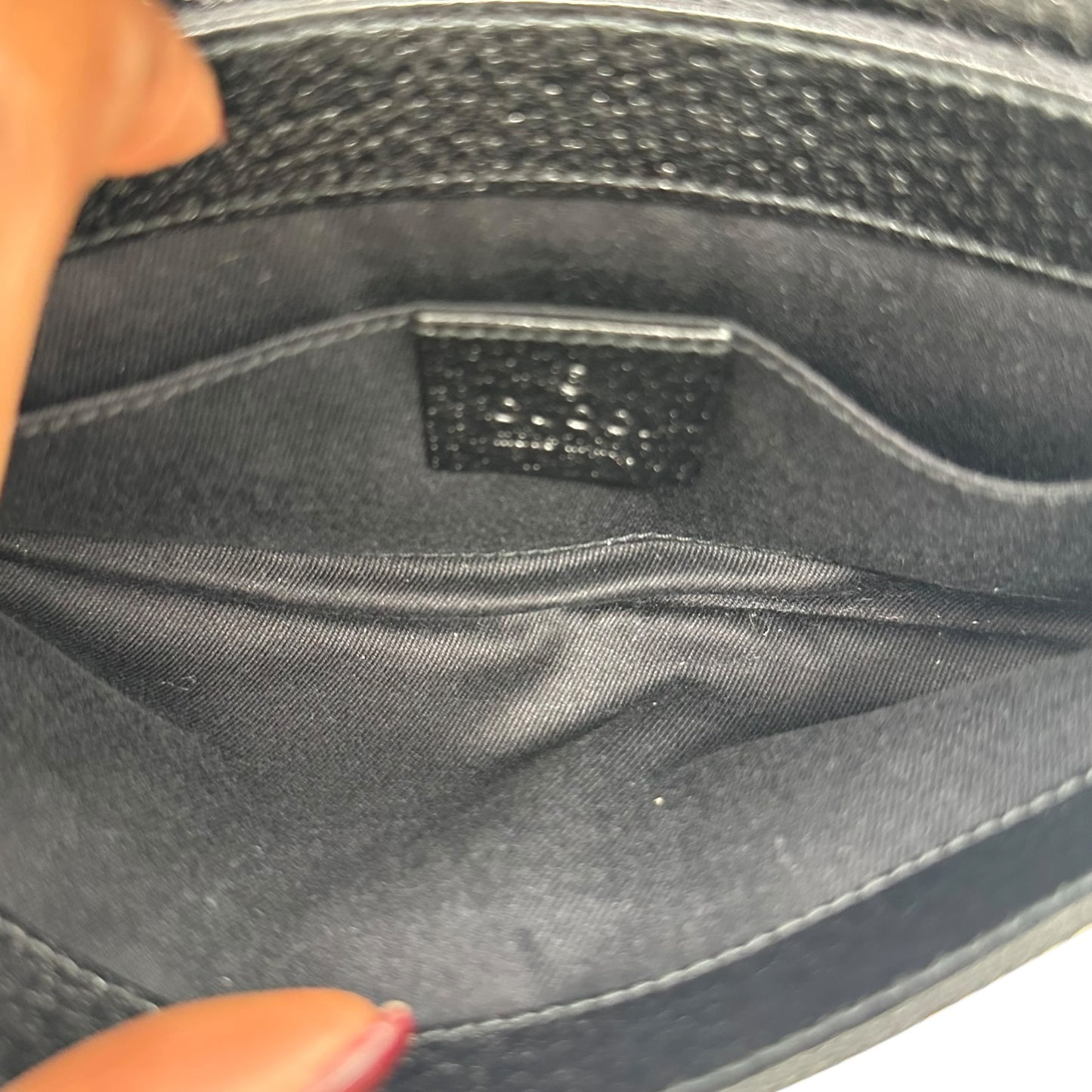 Gucci Black Monogram Gold Studded Mini Pochette Bag - Outfit Repeater