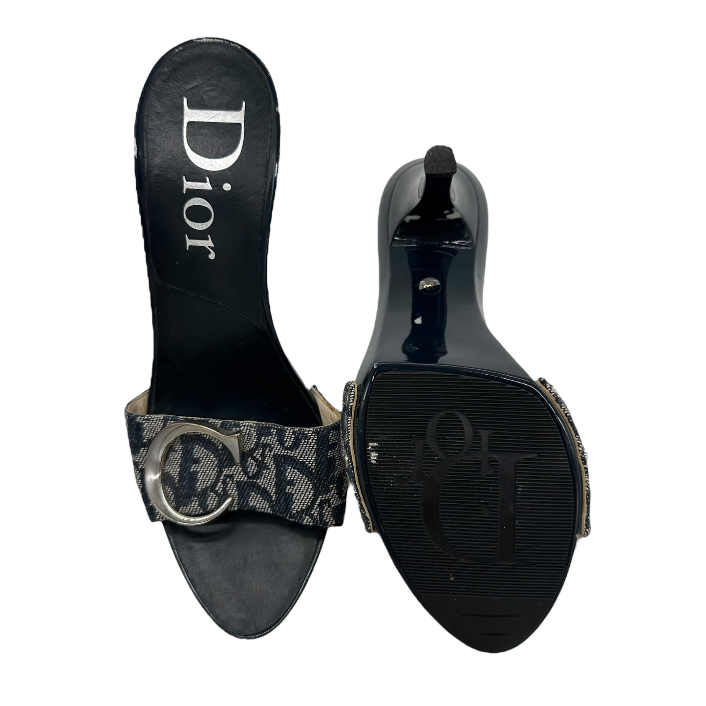 Christian Dior Blue Monogram Platform Mule Heels - Outfit Repeater