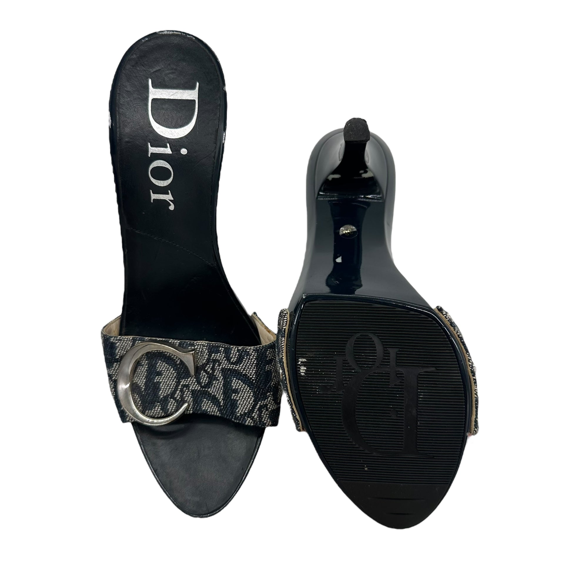 Christian Dior Blue Monogram Platform Mule Heels - Outfit Repeater