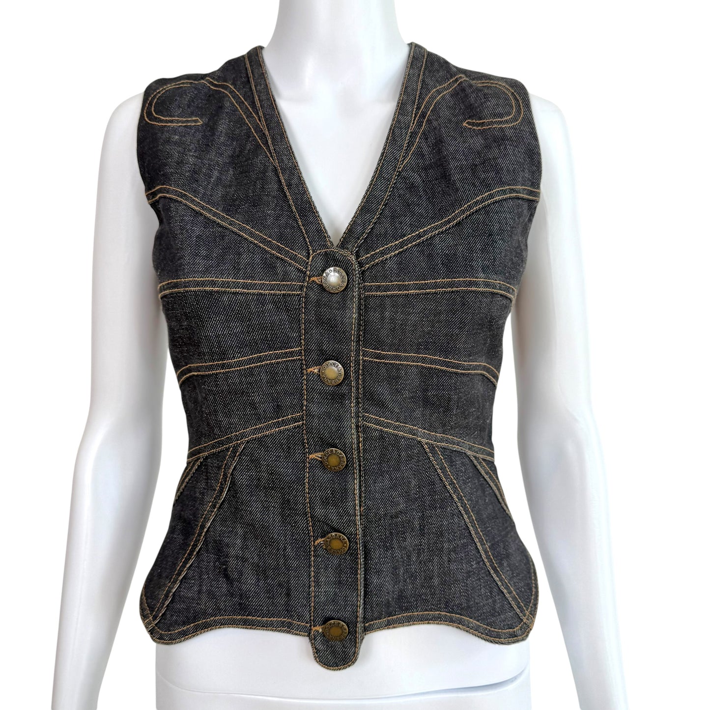 Dolce & Gabbana Denim Butterfly Patchwork Vest Top