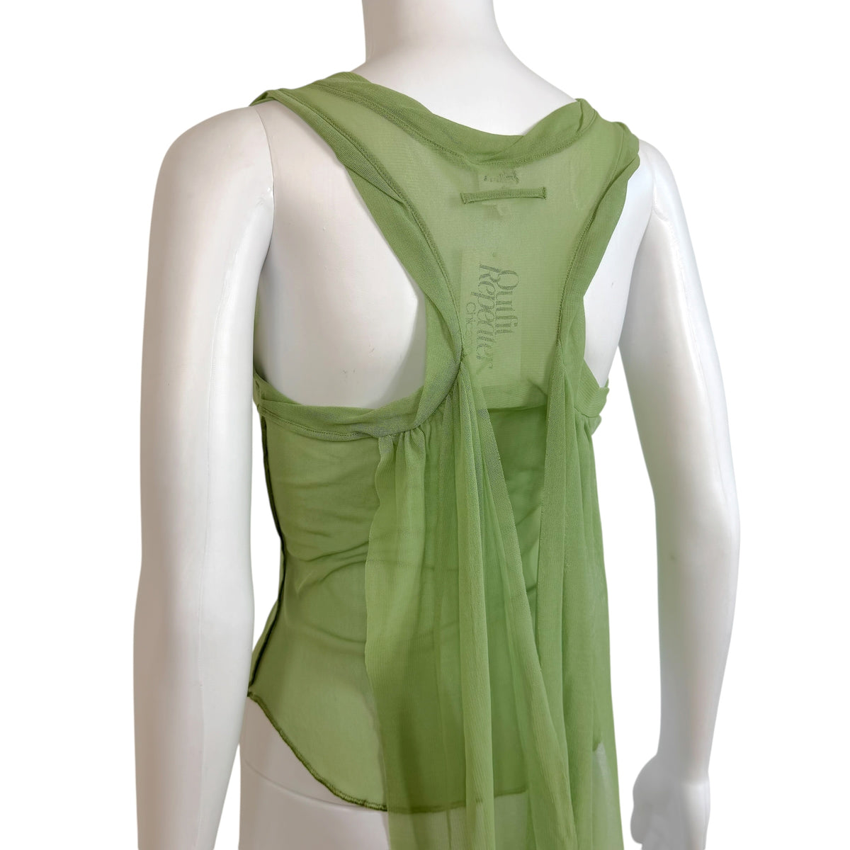 Jean Paul Gaultier Light Green Mesh Wrap Cropped Tank