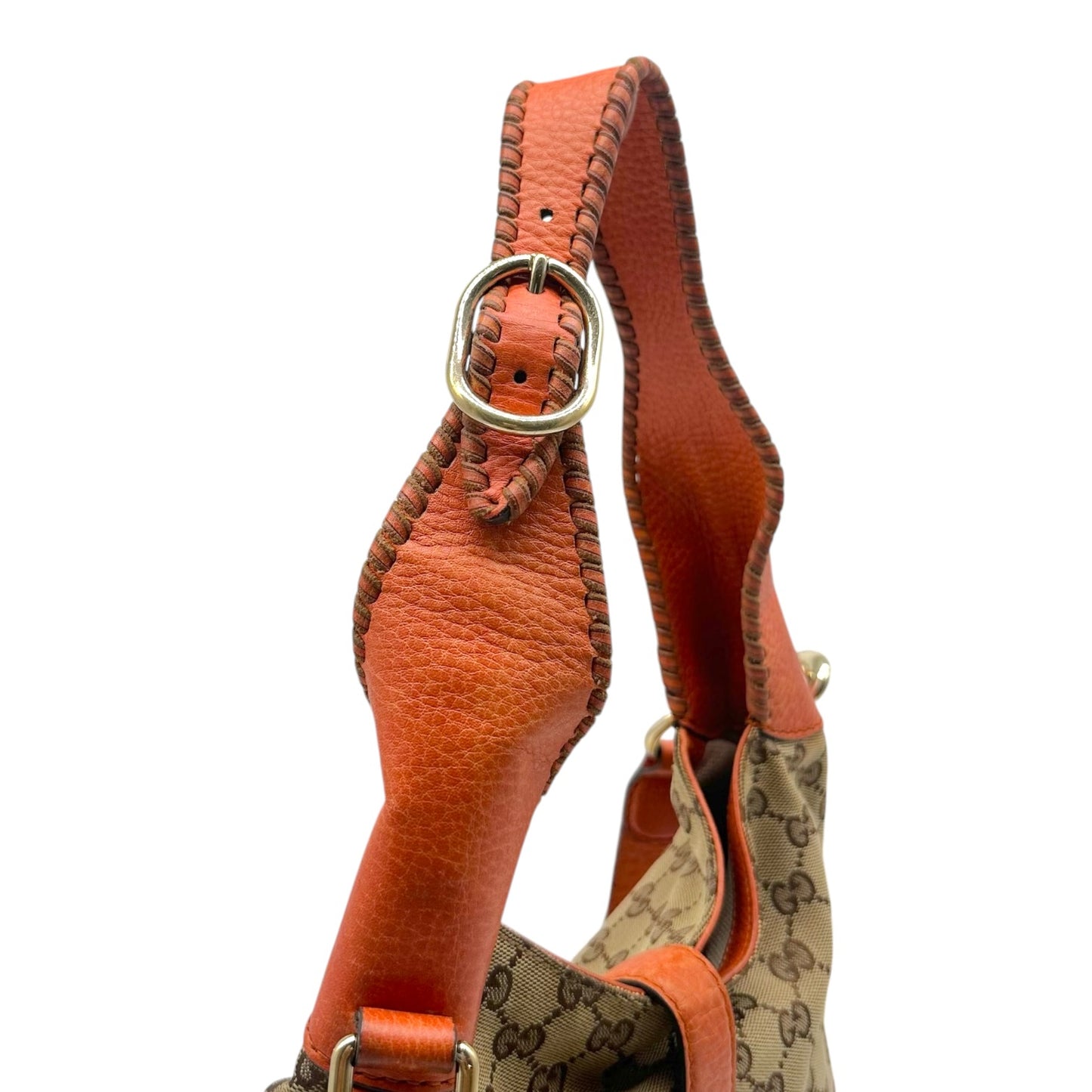 Gucci Burnt Orange & Tan Monogram New Jackie 2-Way Fringe Trim Shoulder Bag