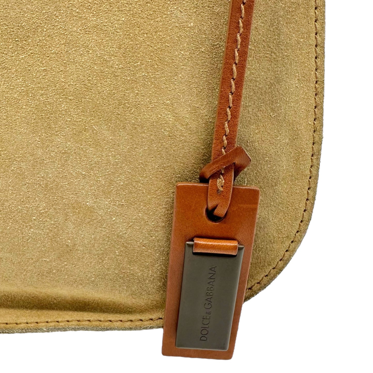 Dolce & Gabbana Beige Suede & Corduroy Butterfly Shoulder Bag