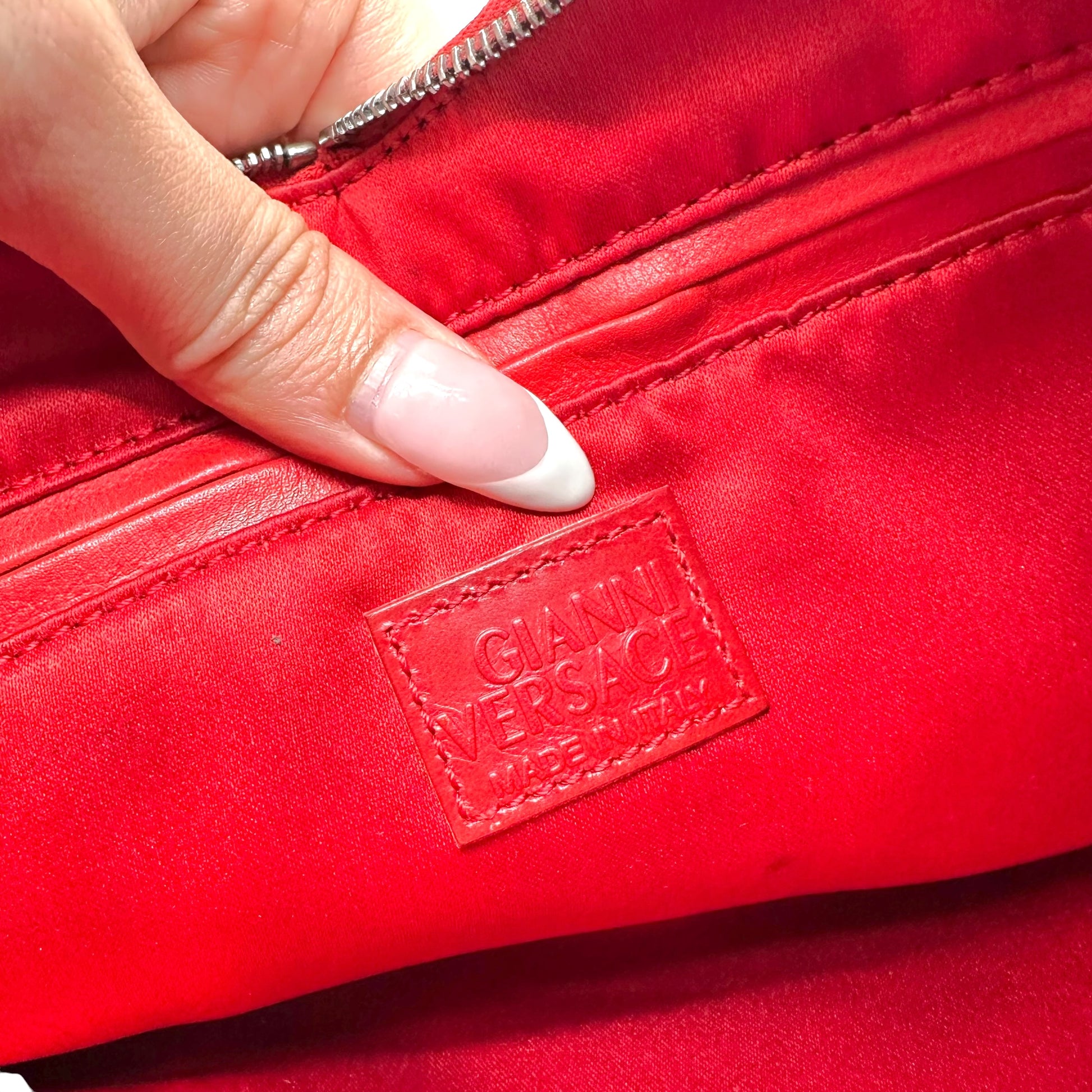 Gianna Versace Red Leather Lace-Up Hobo Bag