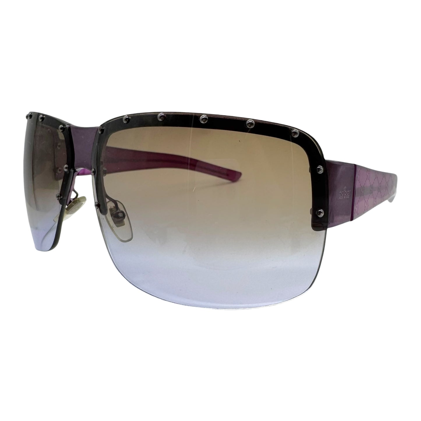 Gucci Purple Gradient Studded Lens Oversized Sunglasses w/ Case GG1819/S