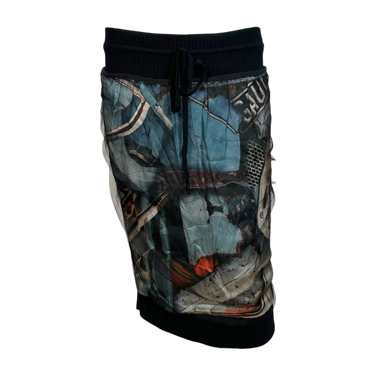 Jean Paul Gaultier Mesh Overlay Knit Patterned Skirt