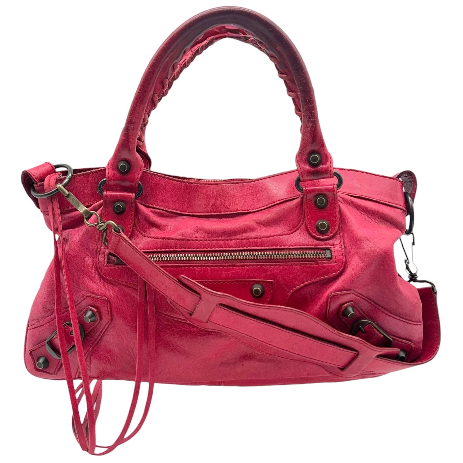 Balenciaga Red Leather City Bag 2-Way Design