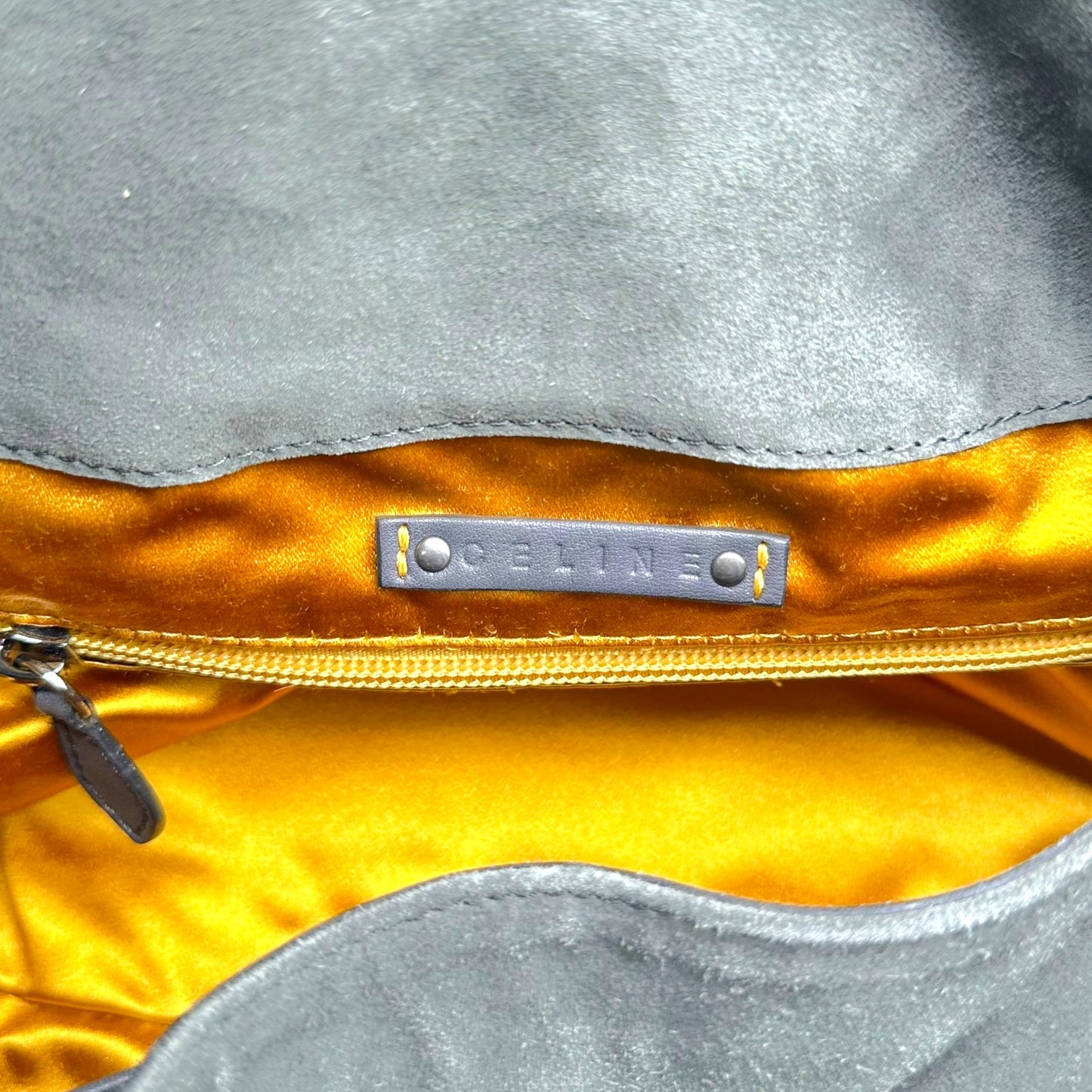 Celine Gray Suede Fringe Trim Crossbody Bag