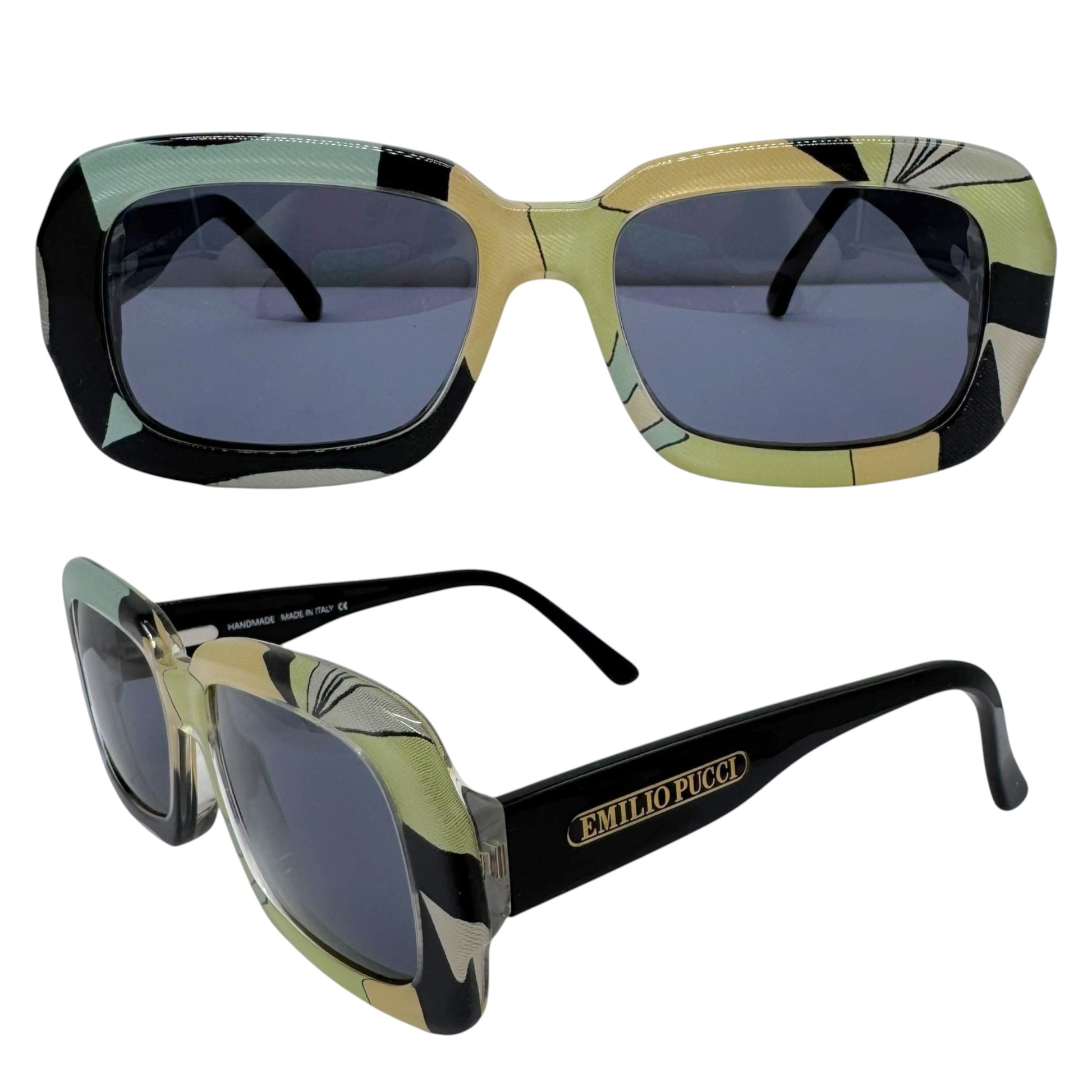 Emilio Pucci Oversized Rectangle Sunglasses Blue Yellow