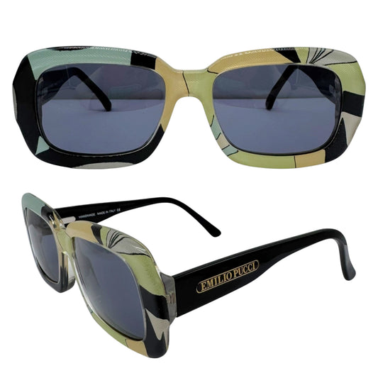 Emilio Pucci Oversized Rectangle Sunglasses Blue Yellow