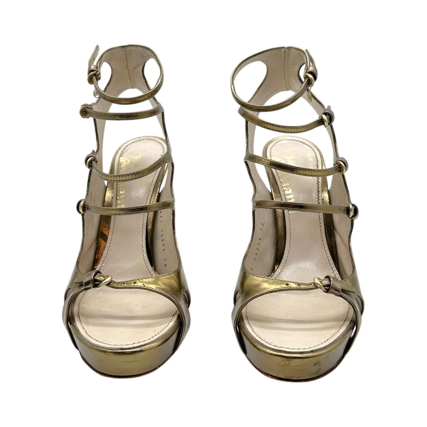 John Galliano Metallic Strappy Platform Heels