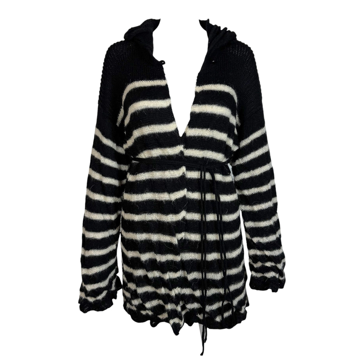 Jean Paul Gaultier Alpaca Knit Black & White Striped Wrap Cardigan