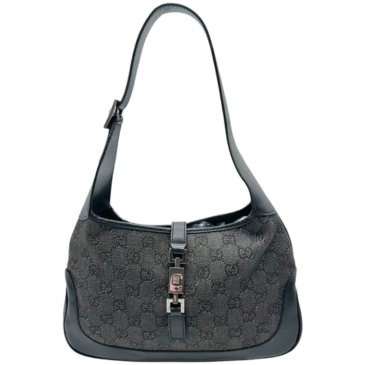 Gucci Gray Denim Monogram Shoulder Jackie Bag